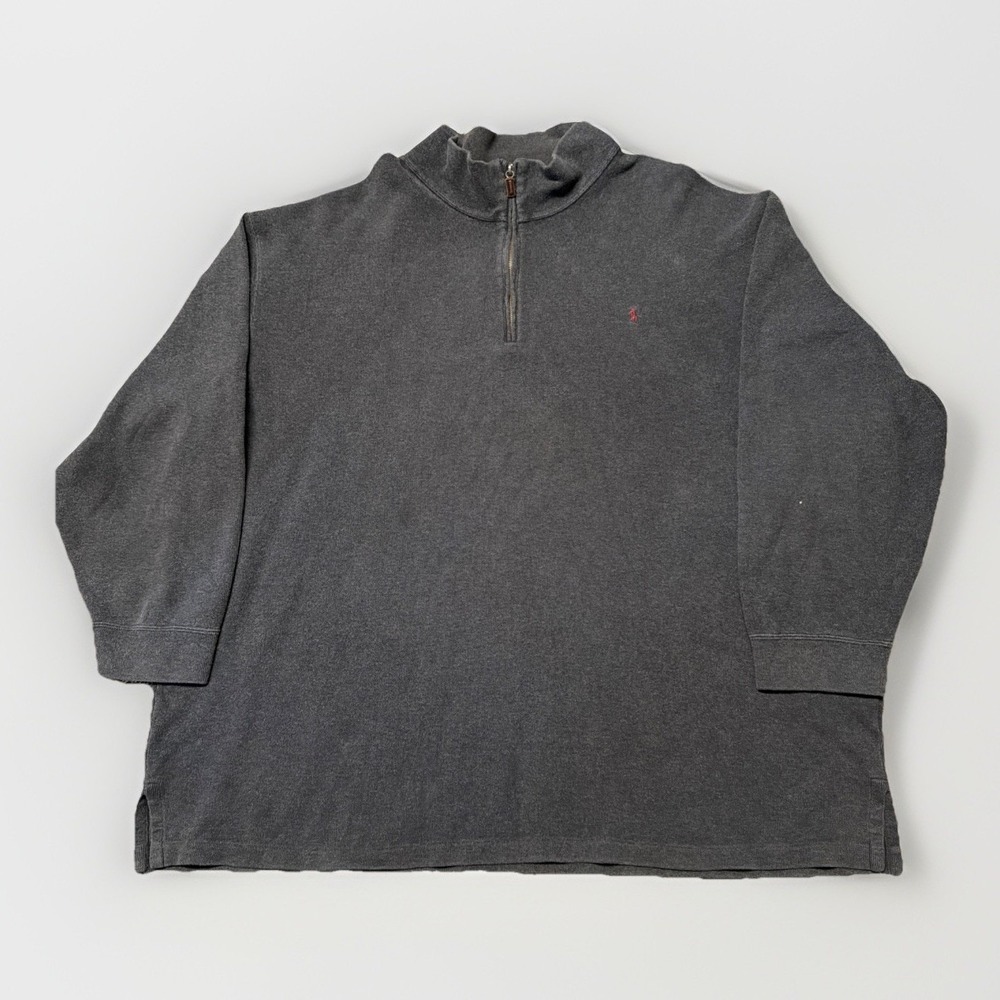 Ralph Lauren Polo Sweater Mens 4XL Big Blue Quarter Zip Red‎ Pony